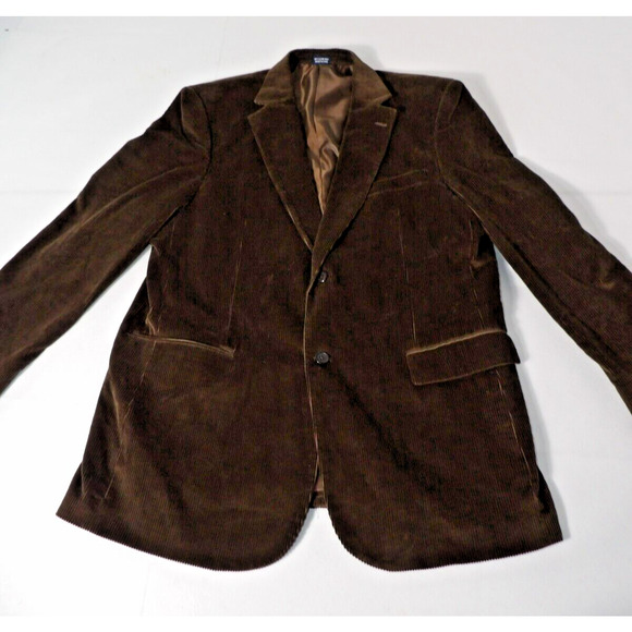 Meeting Street Mens Corduroy Blazer 44L Long Brown Double Button Career Party - Picture 2 of 16